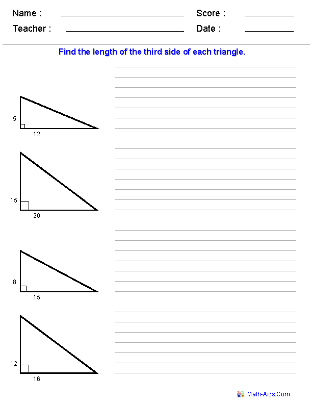 Pythagoras Theorem Worksheet Pdf
