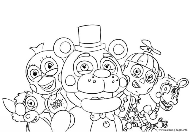 Fnaf World Coloring Pages All Characters