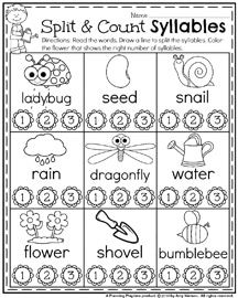Syllables Worksheet First Grade Free