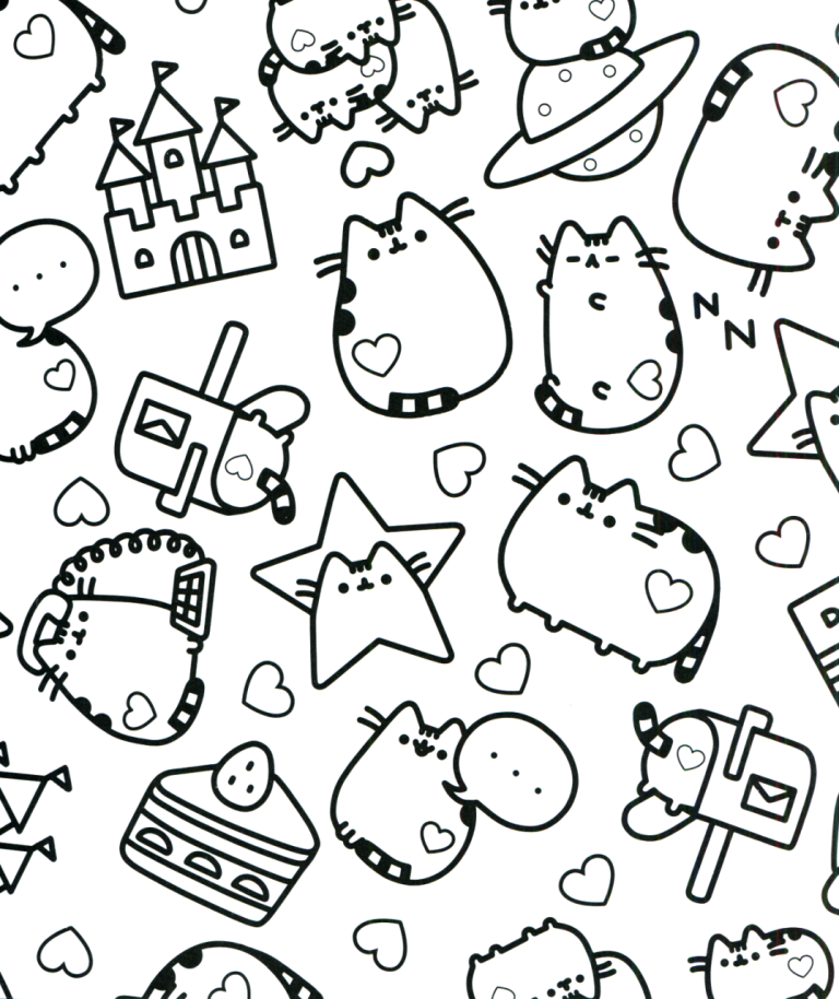 Printable Kawaii Cat Coloring Pages