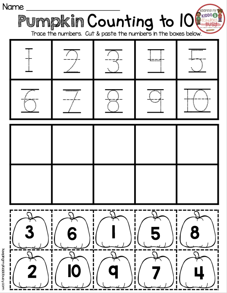Tracing Number 1-10 Worksheets For Kindergarten