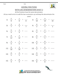 Adding And Subtracting Fractions With Different Denominators Worksheets