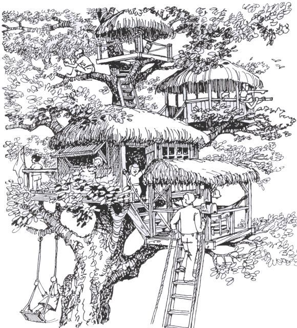 Simple Tree House Coloring Pages