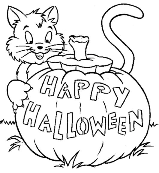 Easy Happy Halloween Coloring Pages