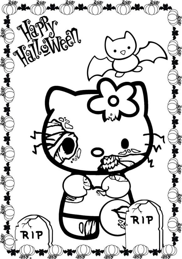 Cute Halloween Kitten Coloring Pages