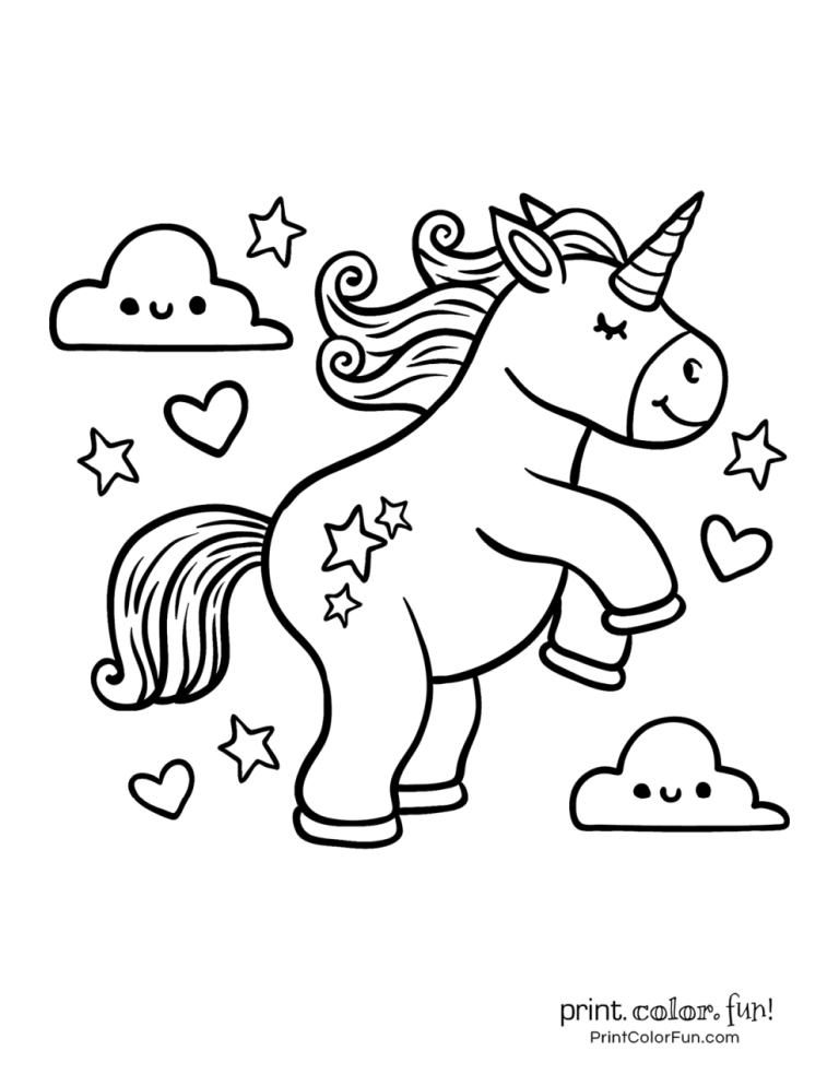 Full Page Unicorn Coloring Pages Printable