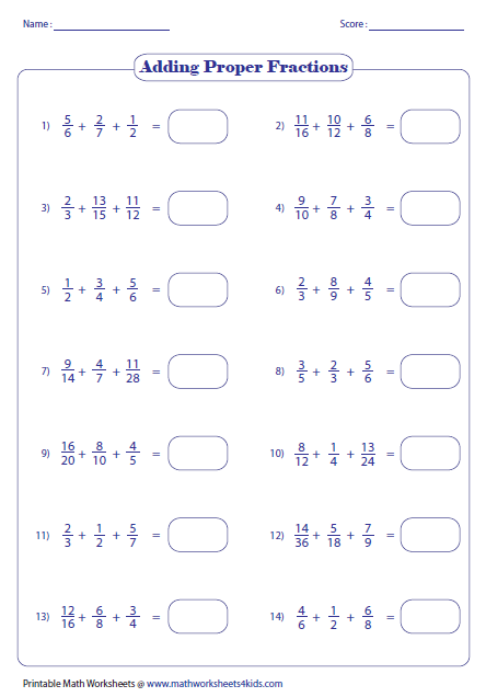 Adding And Subtracting Fractions With Different Denominators Worksheets Pdf