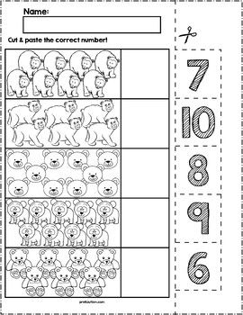 Number Recognition Kindergarten Match Number Worksheets
