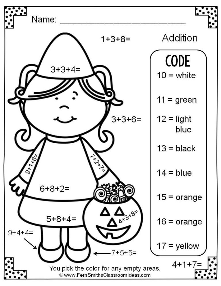 Math Color By Number Printable Halloween