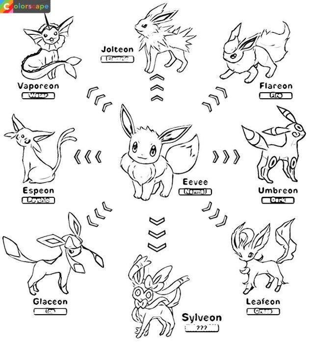 Eevee Pokemon Coloring Pages Free