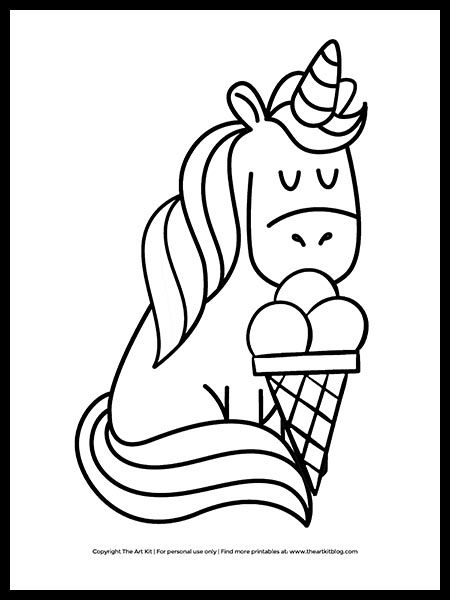 Cute Unicorn Ice Cream Coloring Pages