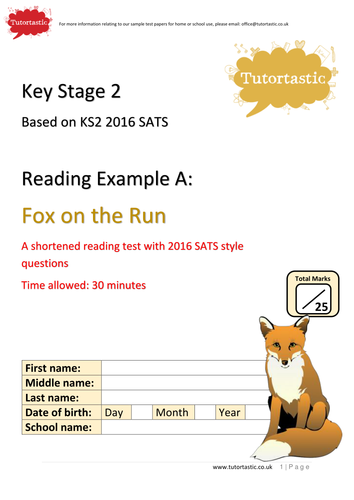 Reading Comprehension Year 6 Sats
