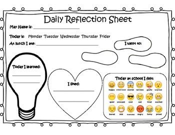 Daily Reflection Sheet For Students