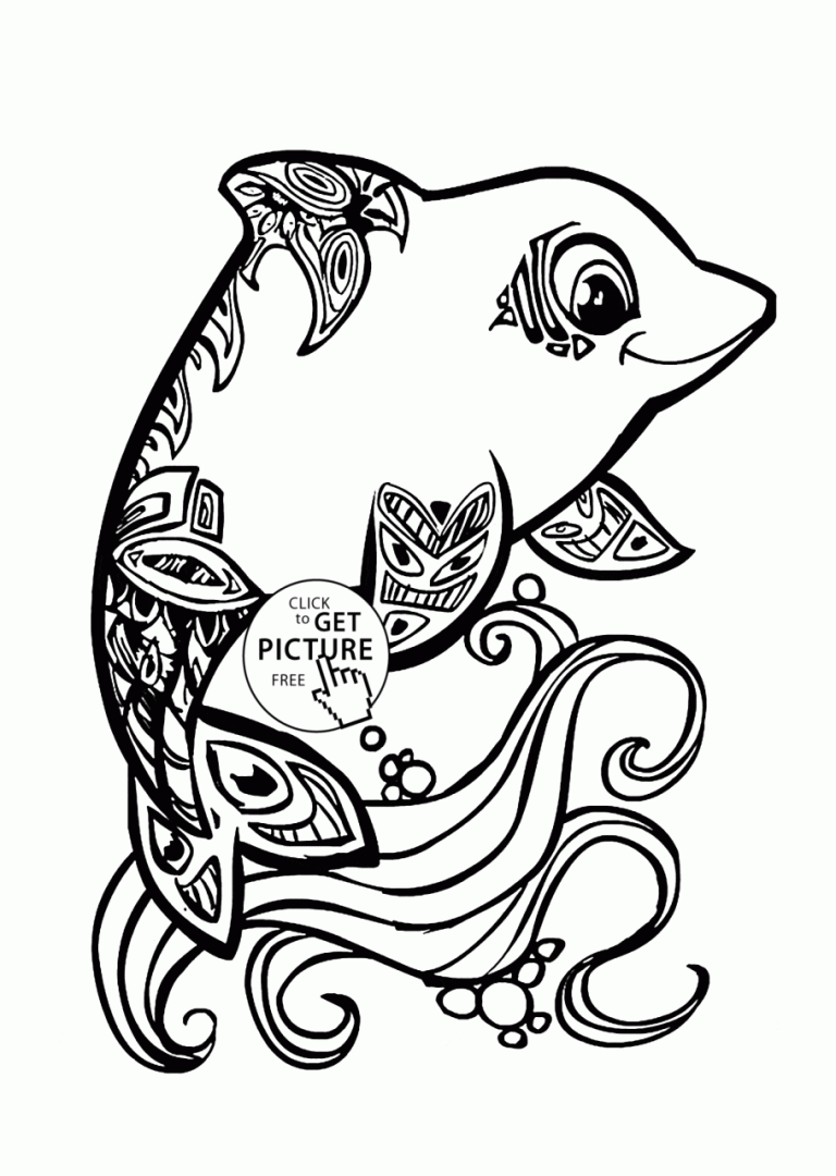 Easy Cute Dolphin Coloring Pages