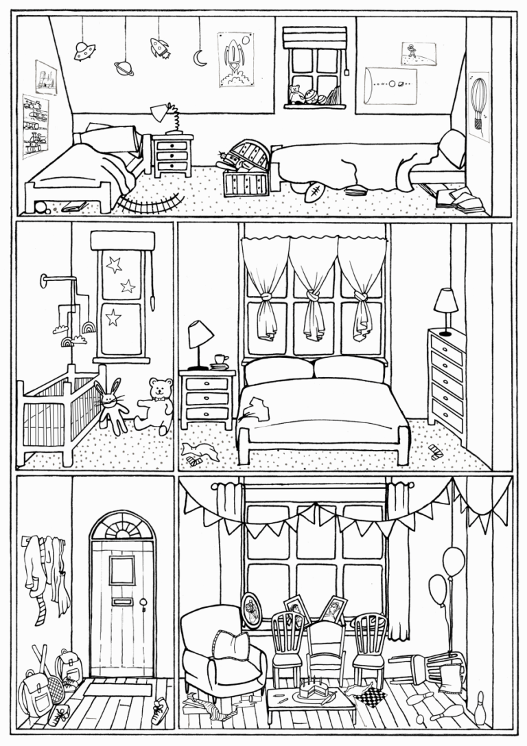 Detailed Inside House Coloring Pages