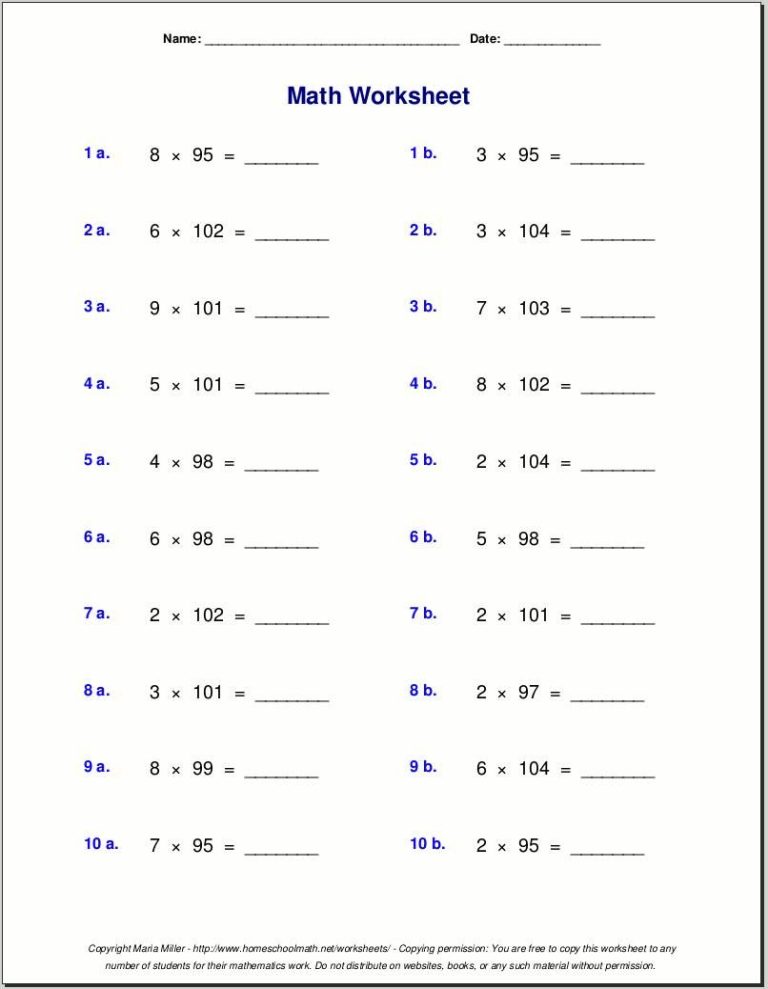 Grade 5 Multiplication Worksheets With Answers