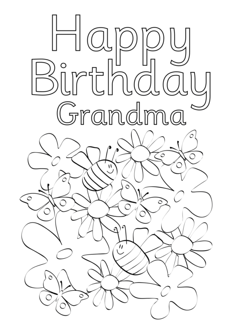 Coloring Sheet Happy Birthday Grandma Coloring Pages