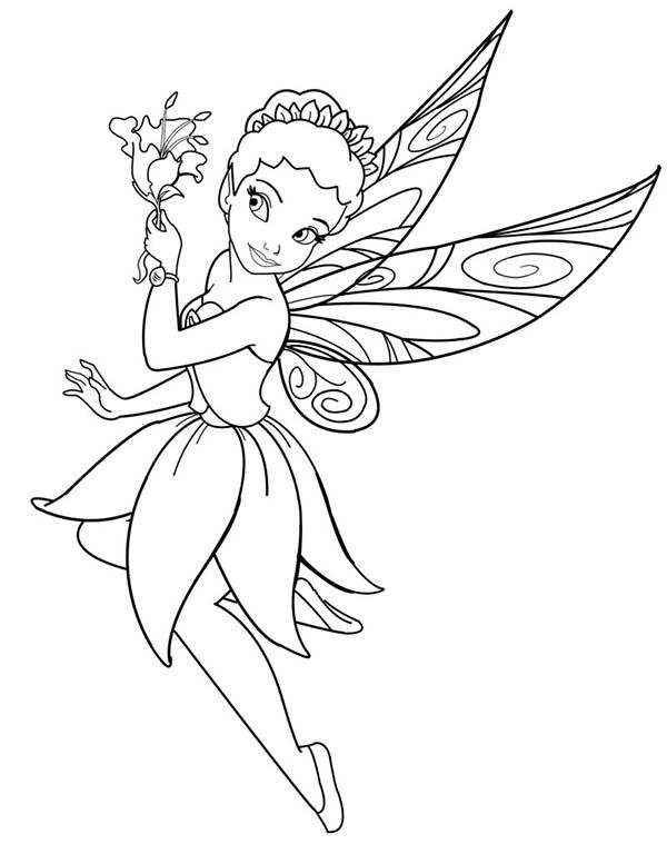Easy Simple Fairy Coloring Pages