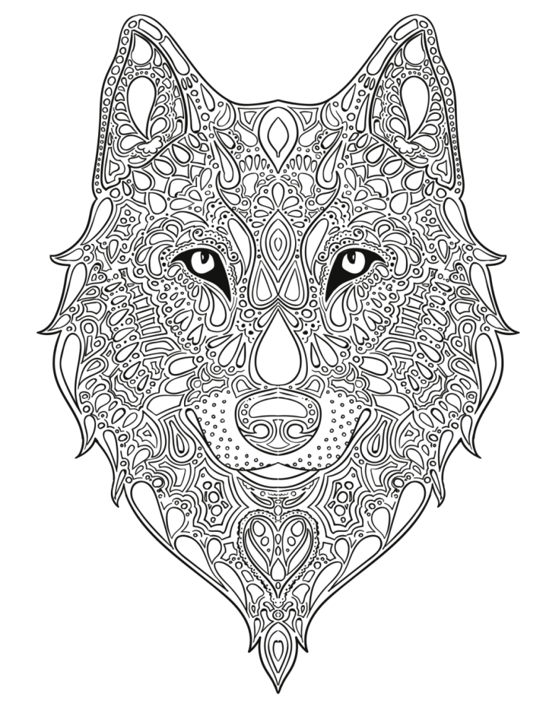 Realistic Hard Wolf Coloring Pages