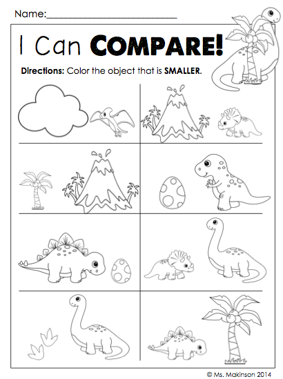 Dinosaur Math Worksheets For Preschool