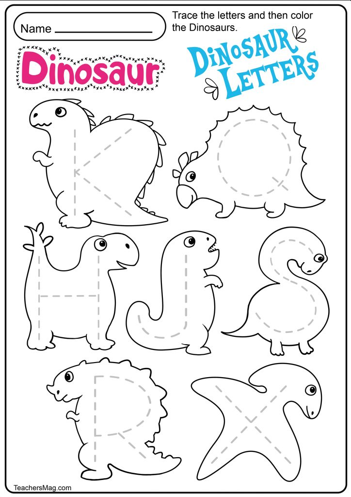 Tracing Dinosaur Worksheets For Preschool