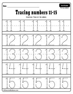 Kindergarten Printable Pdf Kindergarten Number Tracing Worksheets 1 20