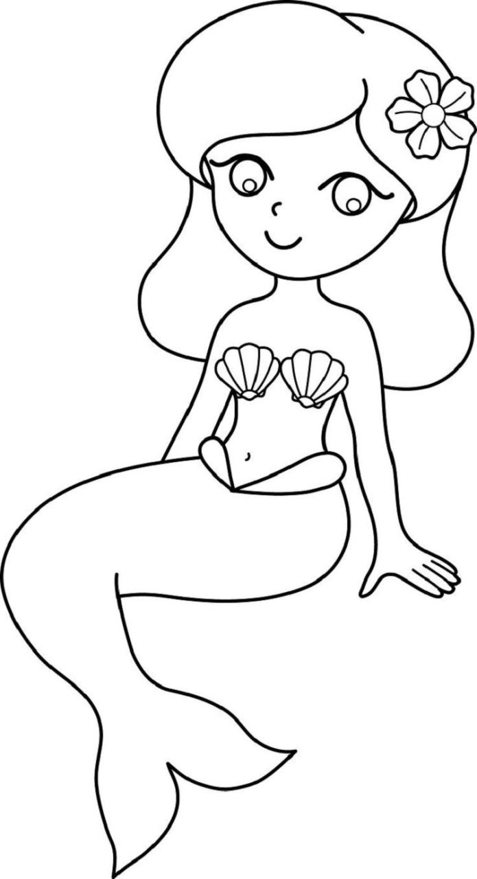 Cartoon Mermaid Coloring Pages For Kids