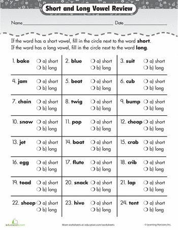 Second Grade Long Vowel Worksheets 2nd Grade
