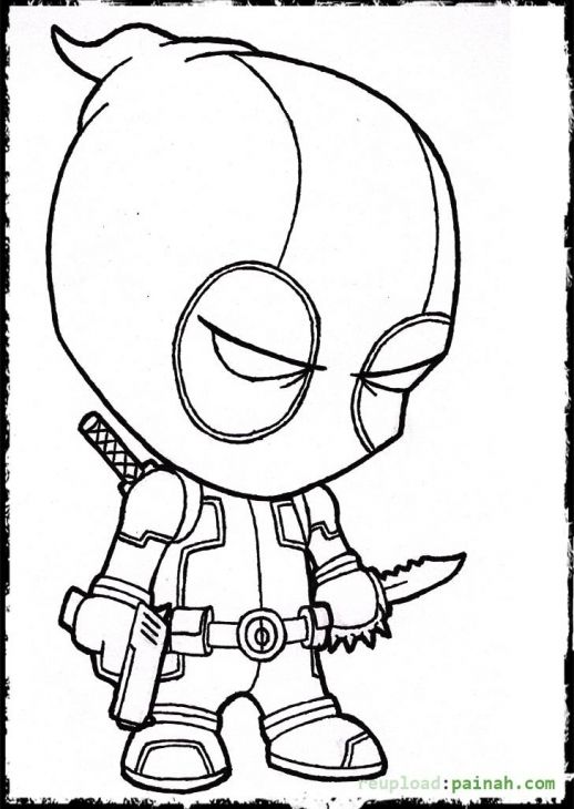 Chibi Cartoon Deadpool Coloring Pages