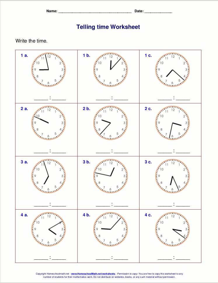 Telling Time Worksheets Grade 2 Pdf