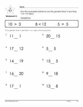First Grade Comparison Worksheet For Grade 1