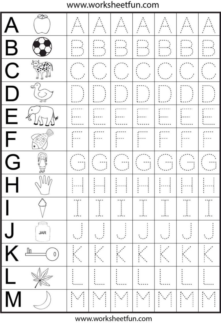 Free Printable Kindergarten Tracing Letters