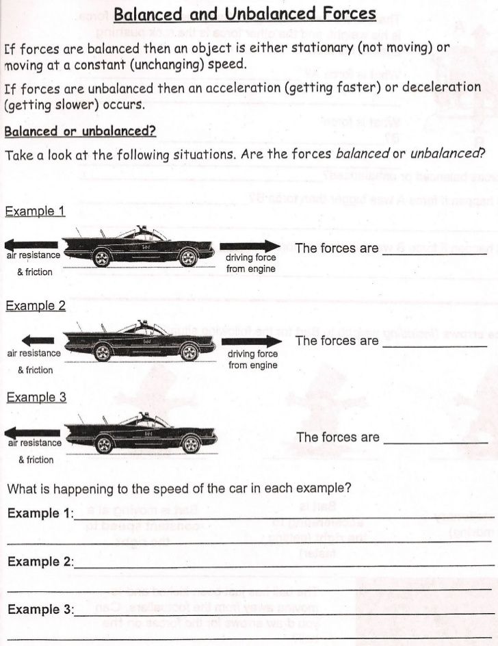Forces Worksheet 1 Answers