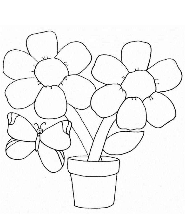 Flower Easy Coloring Pages For Kids