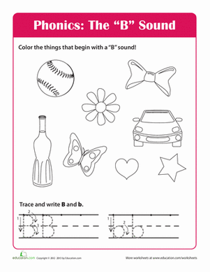 Preschool Letter B Phonics Worksheets