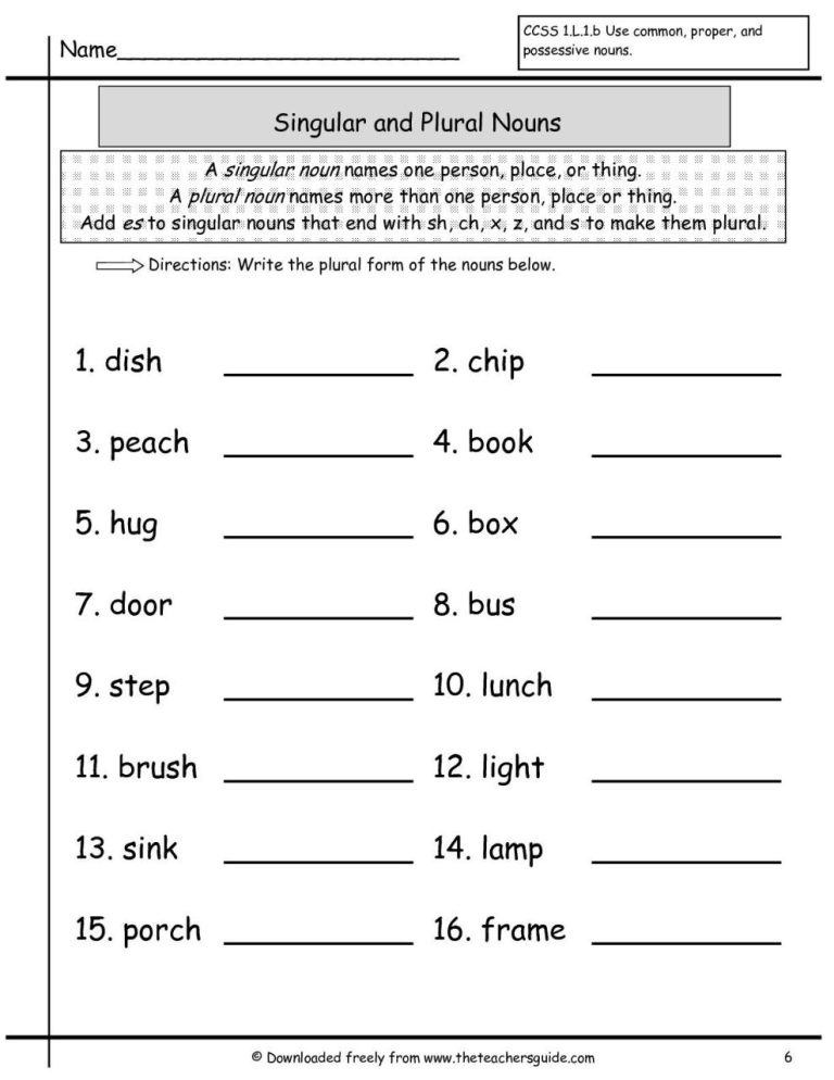 First Grade Noun Worksheets For Grade 1 With Answers