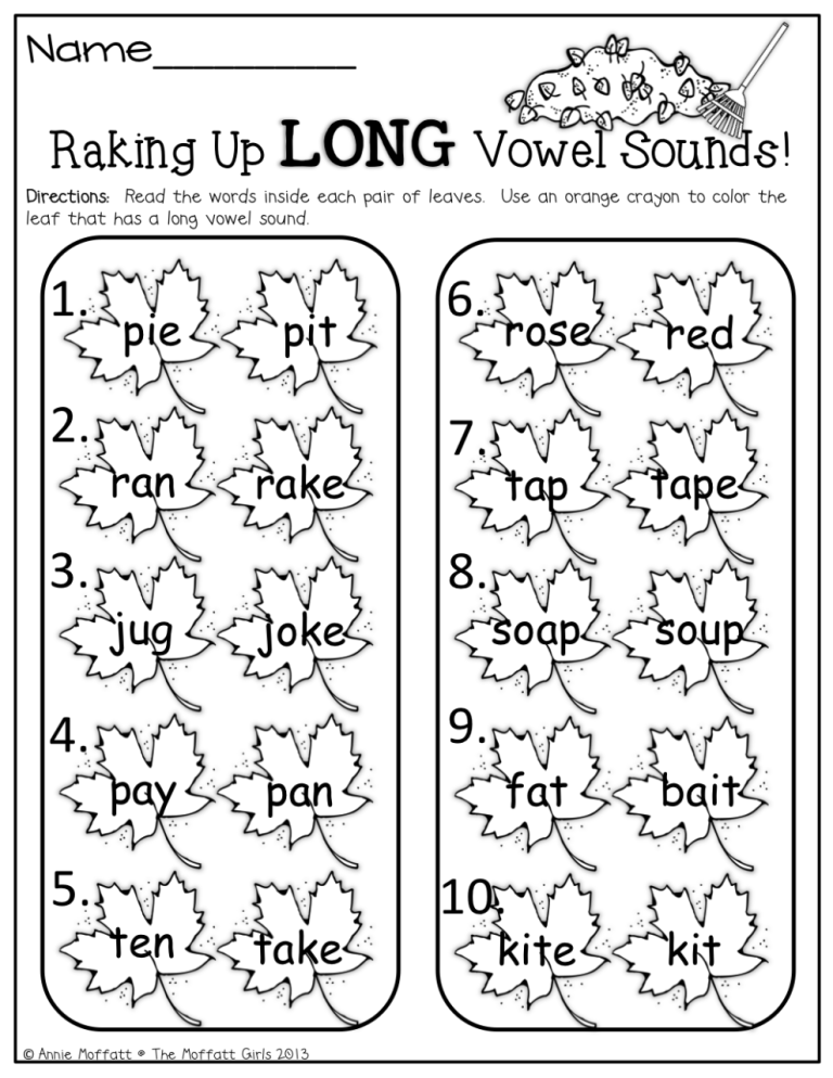2nd Grade Long And Short Vowel Worksheets