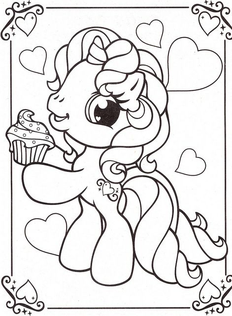 Cute Unicorn Cupcake Coloring Pages