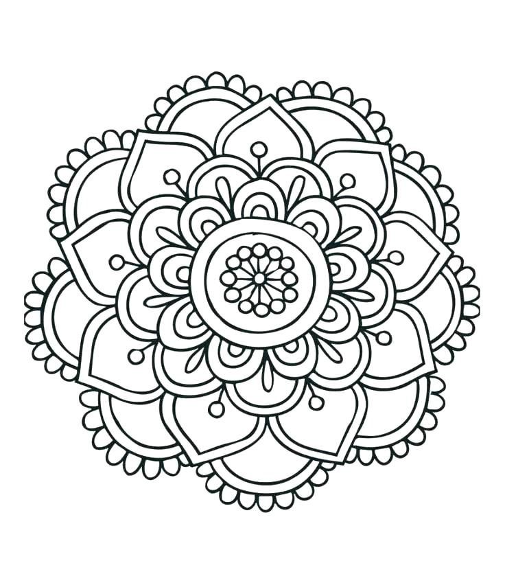 Easy Flower Mandala Coloring Pages