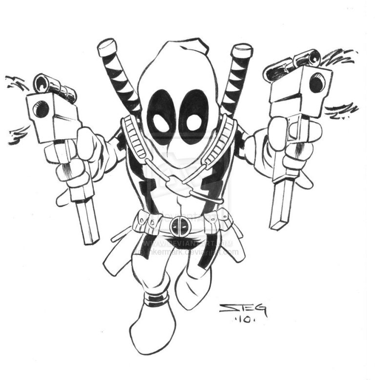Cute Chibi Deadpool Coloring Pages