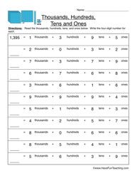 Printable 2nd Grade Hundreds Tens And Ones Worksheets