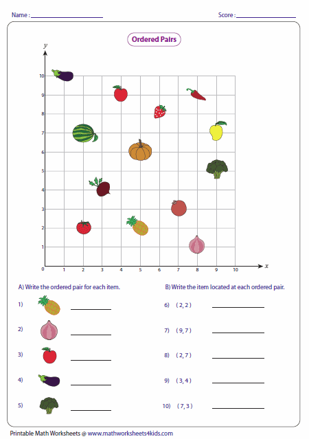 Ordered Pairs Graphing Worksheets