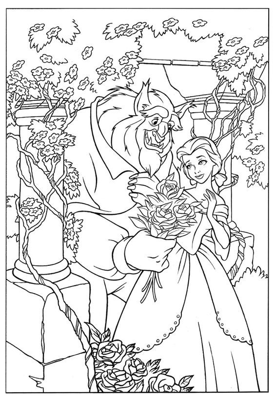 Belle Beauty And The Beast Disney Coloring Pages