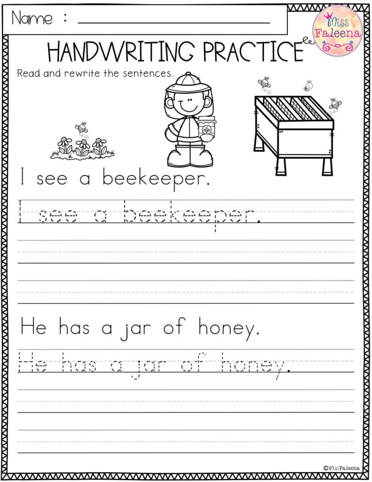 1st Grade Penmanship Worksheets