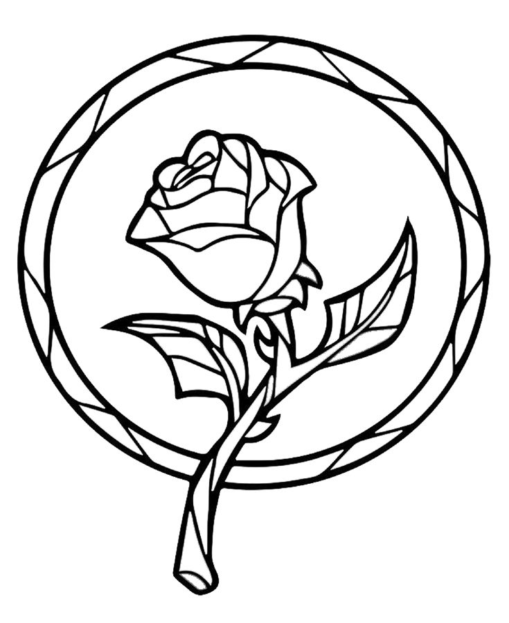 Enchanted Rose Beauty And The Beast Rose Coloring Pages