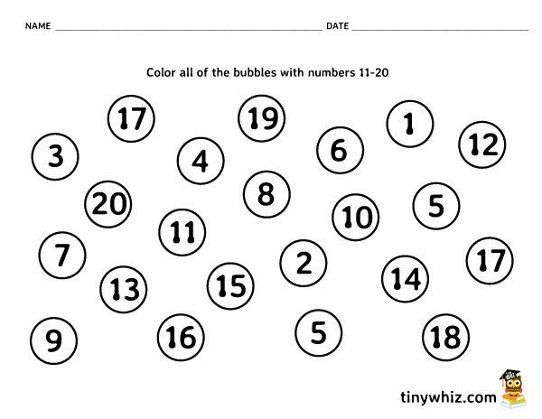 Number Activity Sheets For Kindergarten