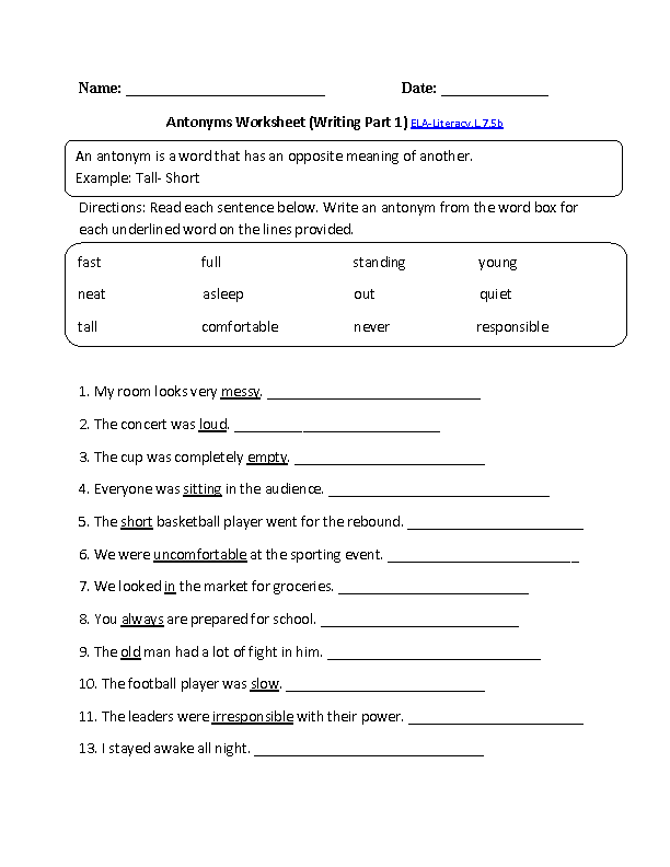 7th Grade Year 7 English Worksheets Australia