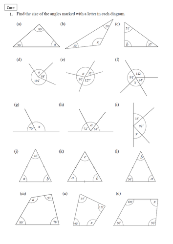Finding Missing Angles In Quadrilaterals Worksheet