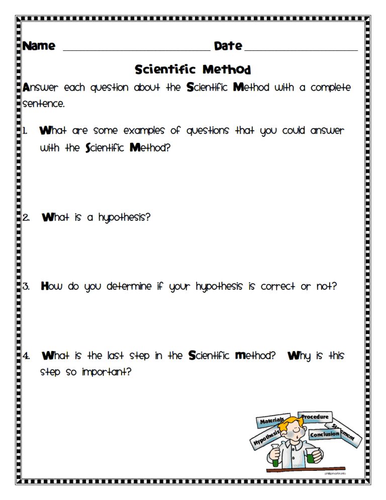 Third Grade Scientific Method Worksheet Pdf For 3rd Grade