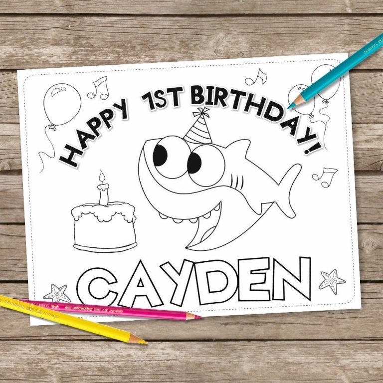 Baby Shark Happy Birthday Coloring Pages